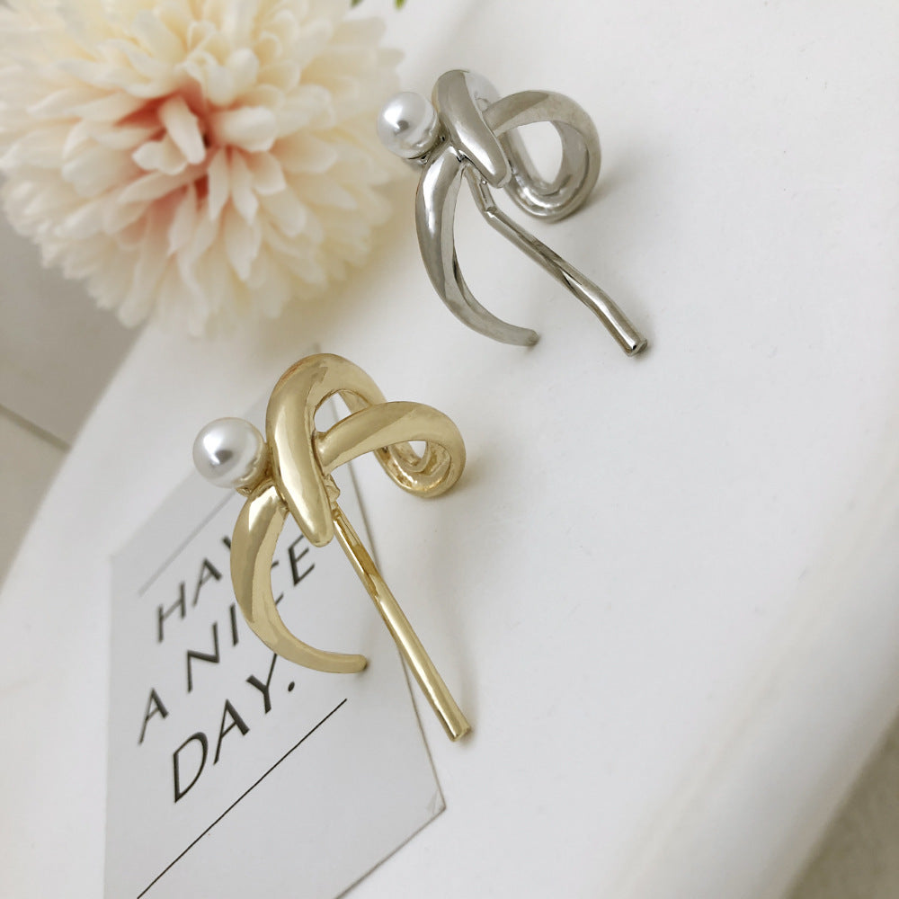 Ins Style Barrettes Ponytail Release Buckle Retro Pearl