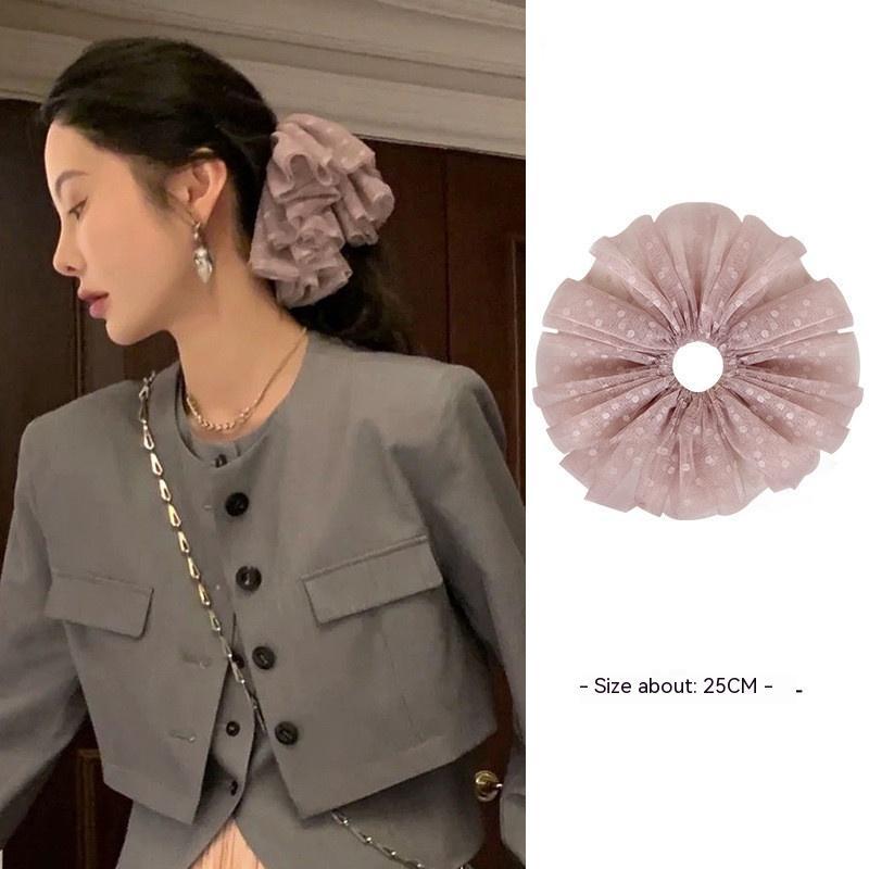 Women's Temperament Mesh Polka Dot Large Intestine Hair Ring