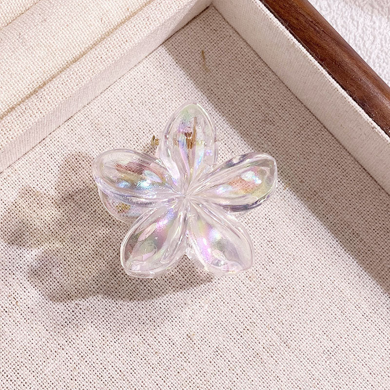 Mini 4CM Plumeria Rubra Grip Electroplated AB Color Bauhinia Barrettes
