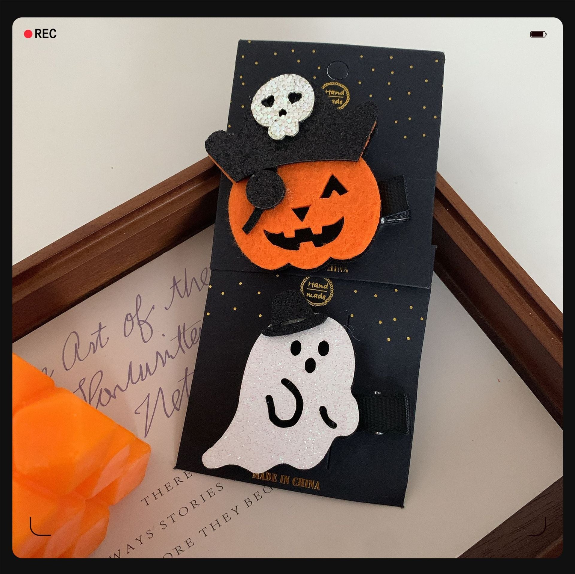 Children's Pumpkin Skull Barrettes Halloween Bat Barrettes