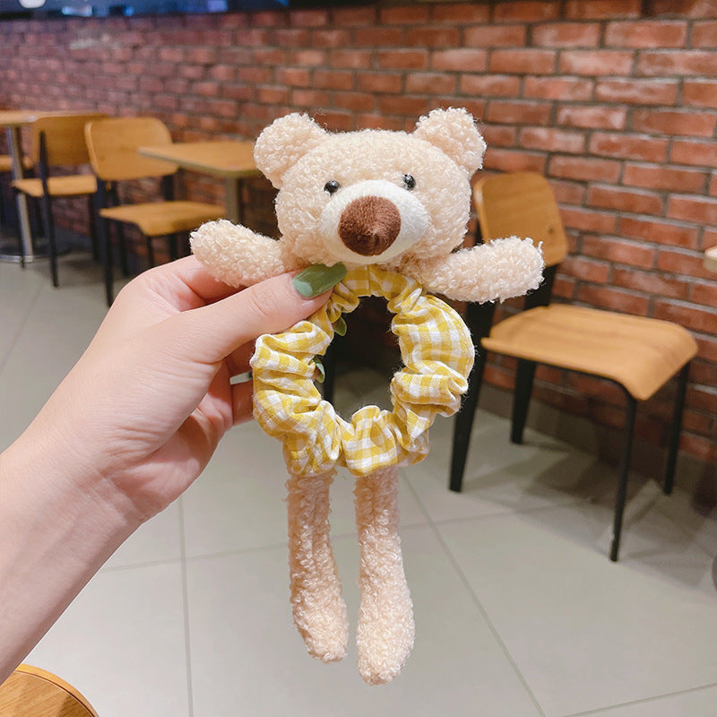 Simple And Cute Bear Plush Large Intestine Hair Ring