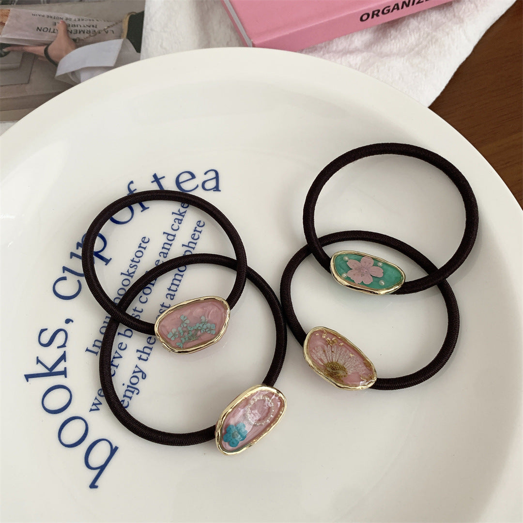 Sweet Dripping Oil Eternal Flower Hair Ring Niche
