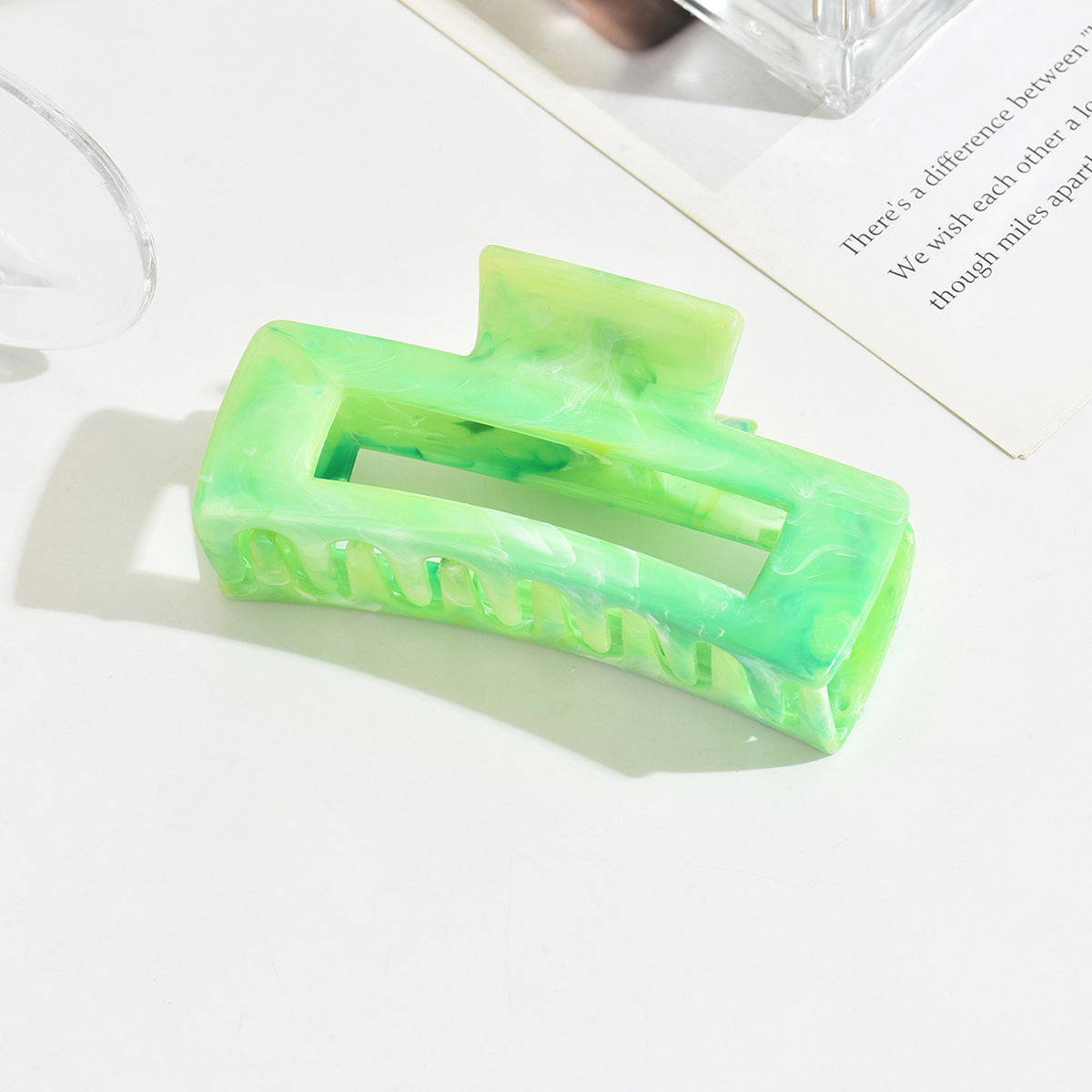 Women's Summer Marble Color Rectangular Barrettes