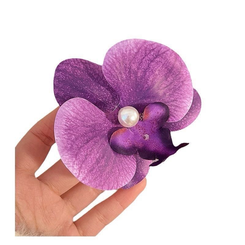 Korean Sweet Romantic Purple Phalaenopsis Flower Hairpin For Women Girls Trendy Hair Clip Claw 2024 New Barrettes Charm Headwear