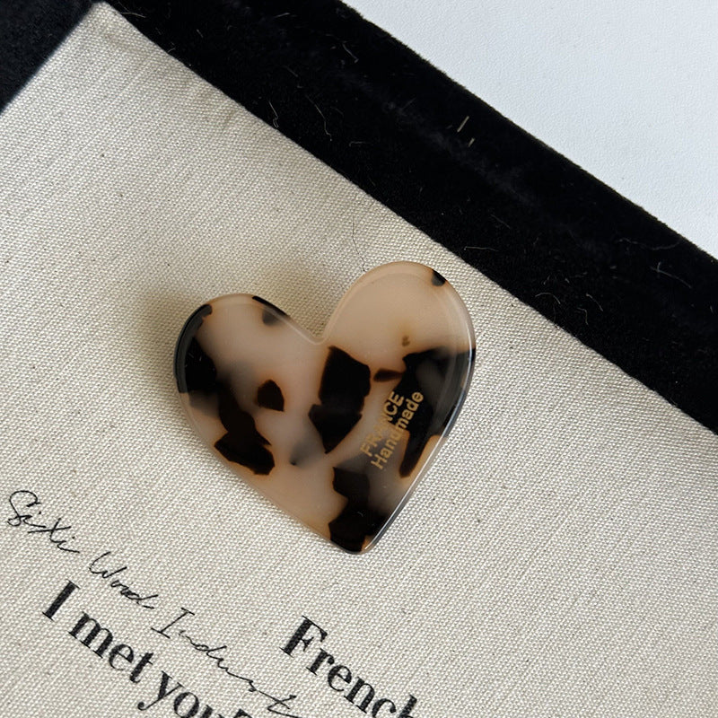 Purple Blue Milky White Black Green Heart Acrylic Barrettes
