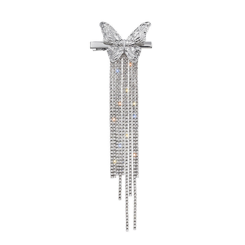 Women's Bow Rhinestone Tassel Hair Clip