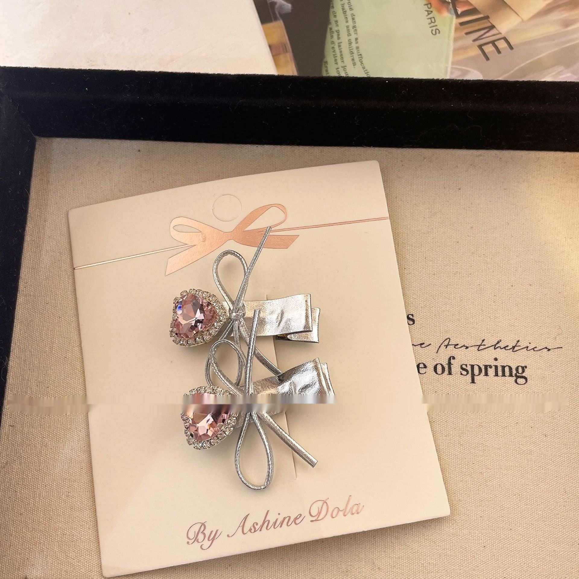 New Sweet Cool Silver Leather Bow Barrettes