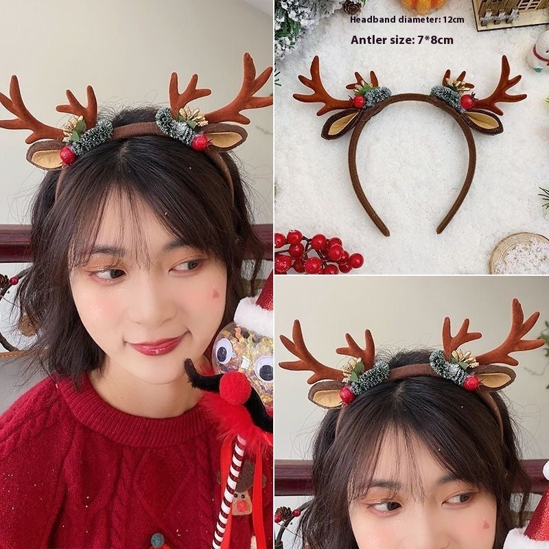 Christmas Mori Style Small Antlers Headband Hair Clip Headdress Dress Up Ornament
