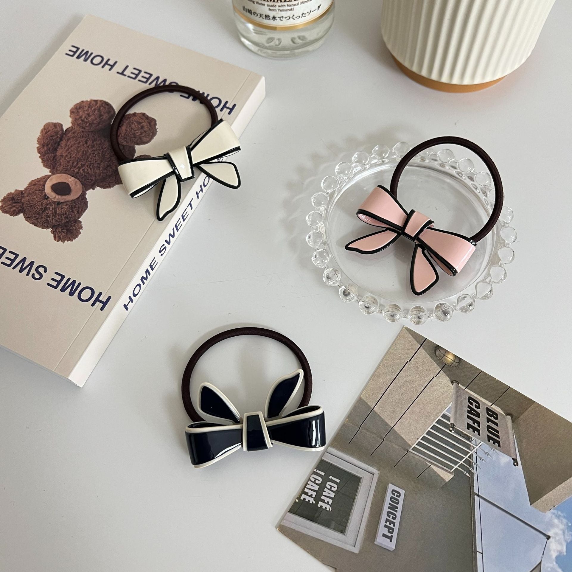 French Retro Acetate Bowknot Hair Ring