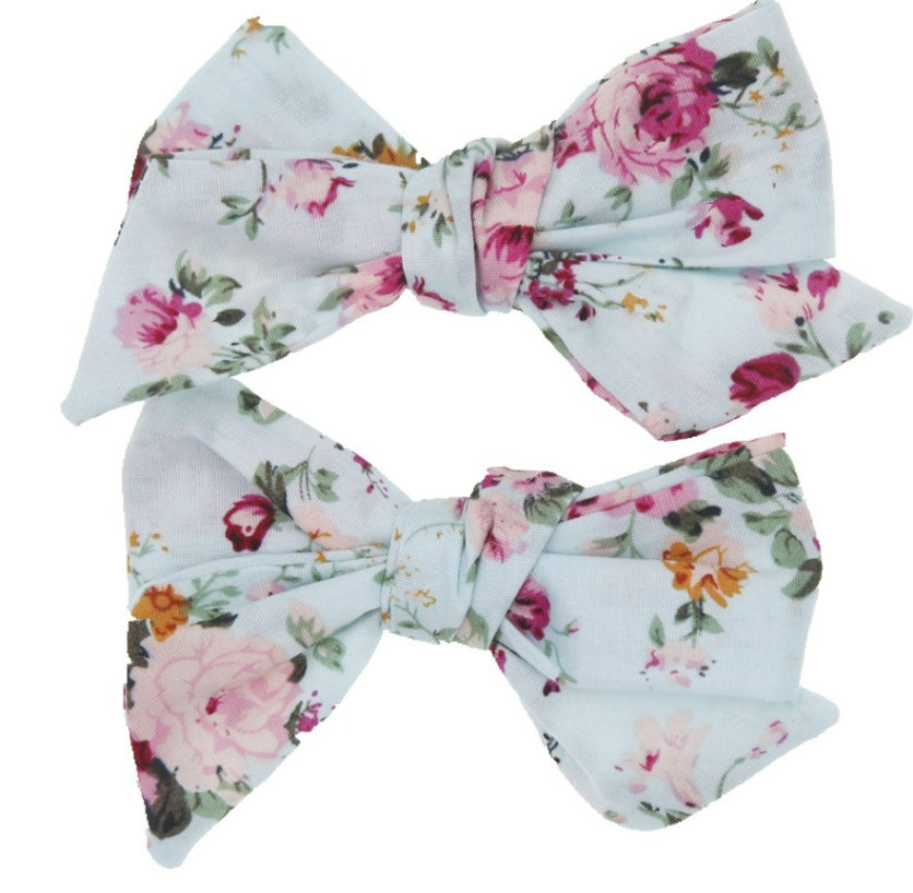 Baby Children's Cloth Soft Nylon Bow Barrettes Two-piece Set