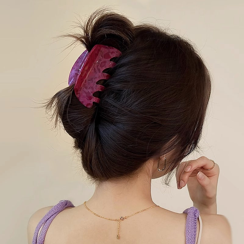 White Dragon Fruit Colored Hair Clip With A Spoon On The Back Of The Head
