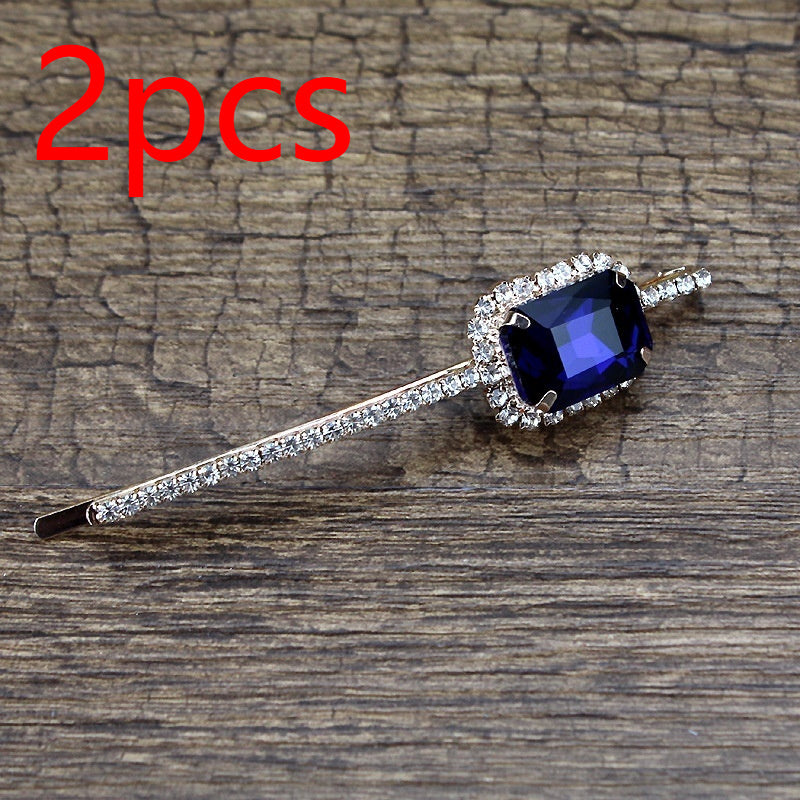 Square Rhinestone Bobby Pin Hair Clip Personality Side Clip Headdress