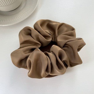 Cream Texture Silky Satin French Black Large Intestine Hair Ring