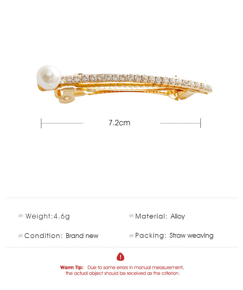 Temperament Diamond Hairpin Single Row Diamond Edge Clip