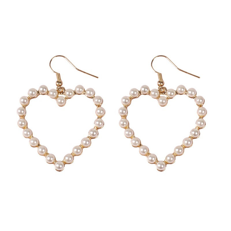 Ladies Full Heart Pearl Bow Cutout Hair Clip