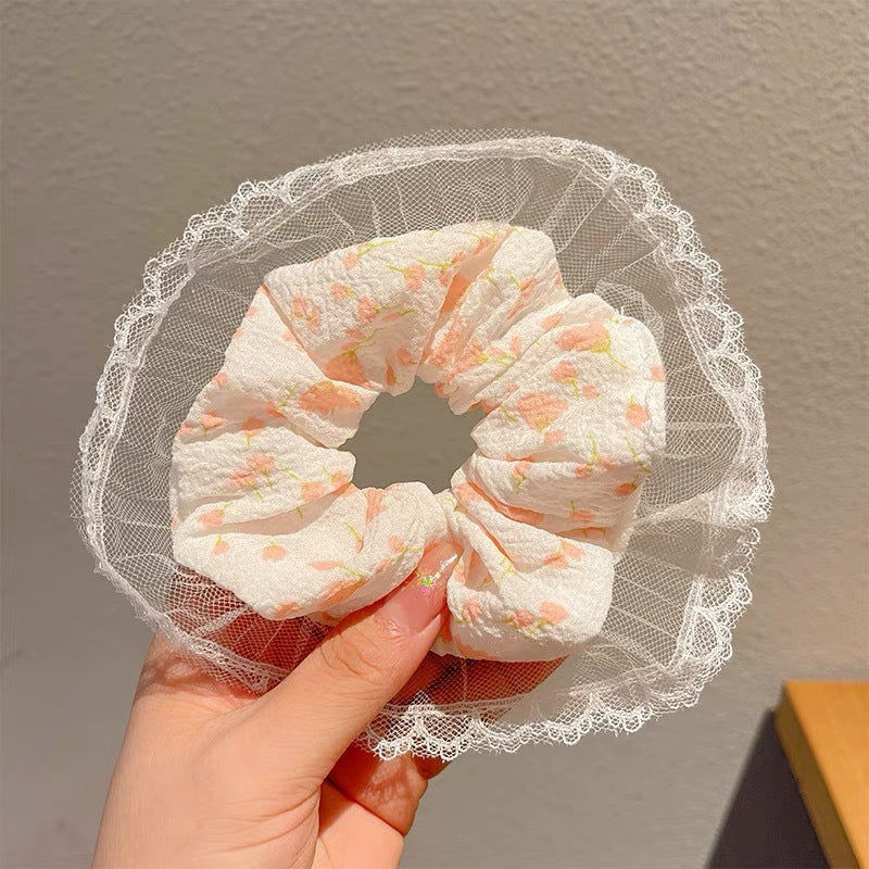 Summer Super Fairy Sweet Lace Large Intestine Hair Ring
