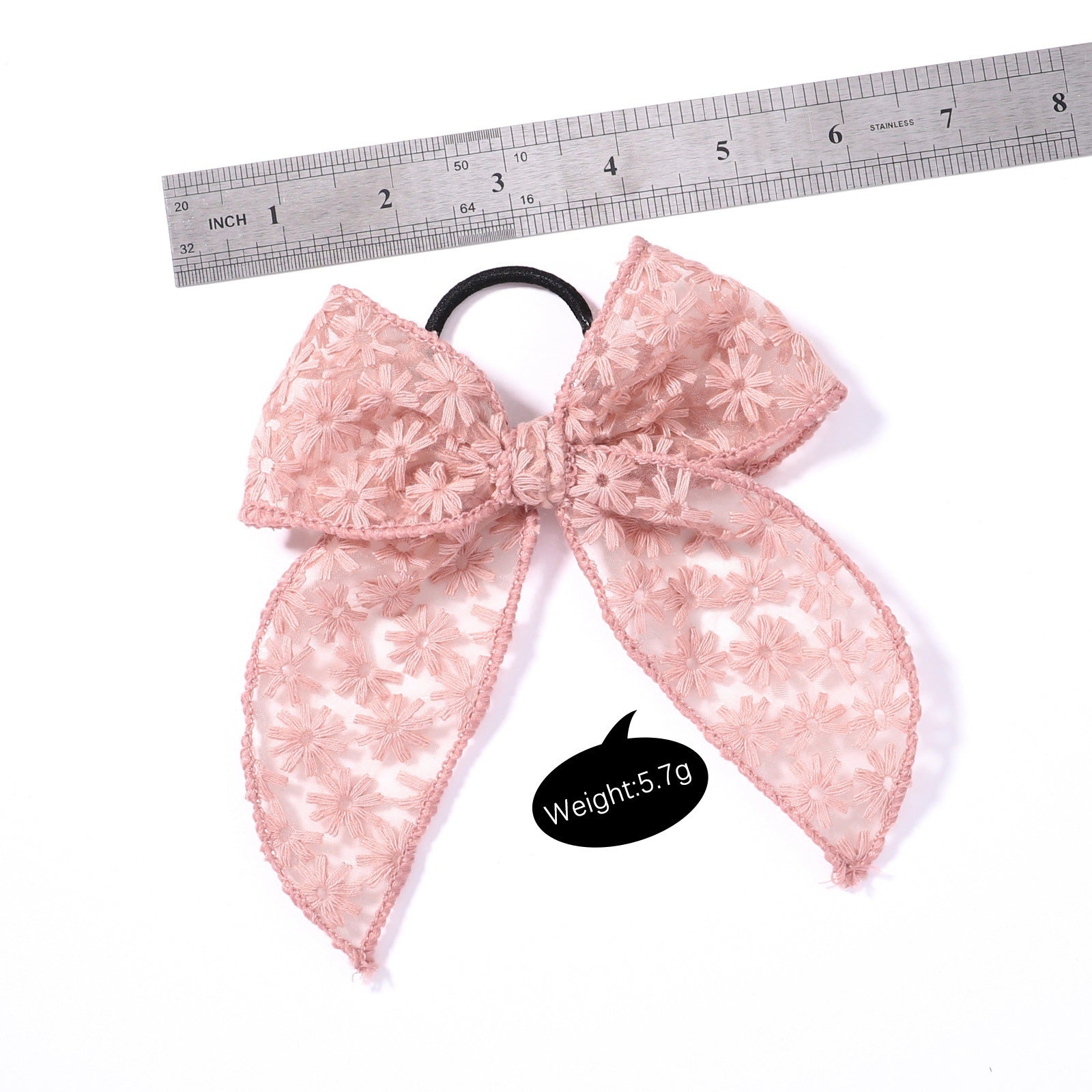 Embroidered Printed Bowknot Hair Ring Simple Lace Rubber Band Hair Rope Floral Dovetail Accessories