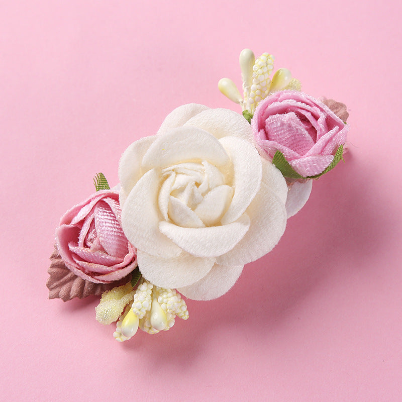 New Three-dimensional Flower Children's Pearl Hair Clip