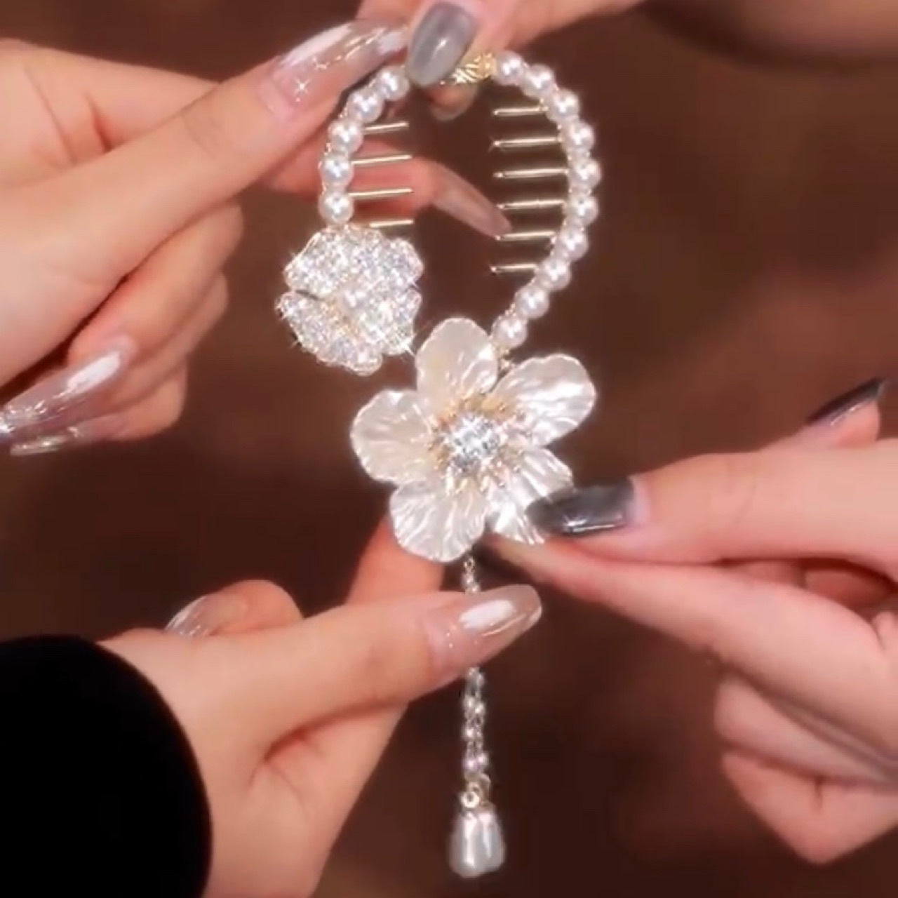 Tie Camellia Tassel Ponytail Clip Hair Accessories