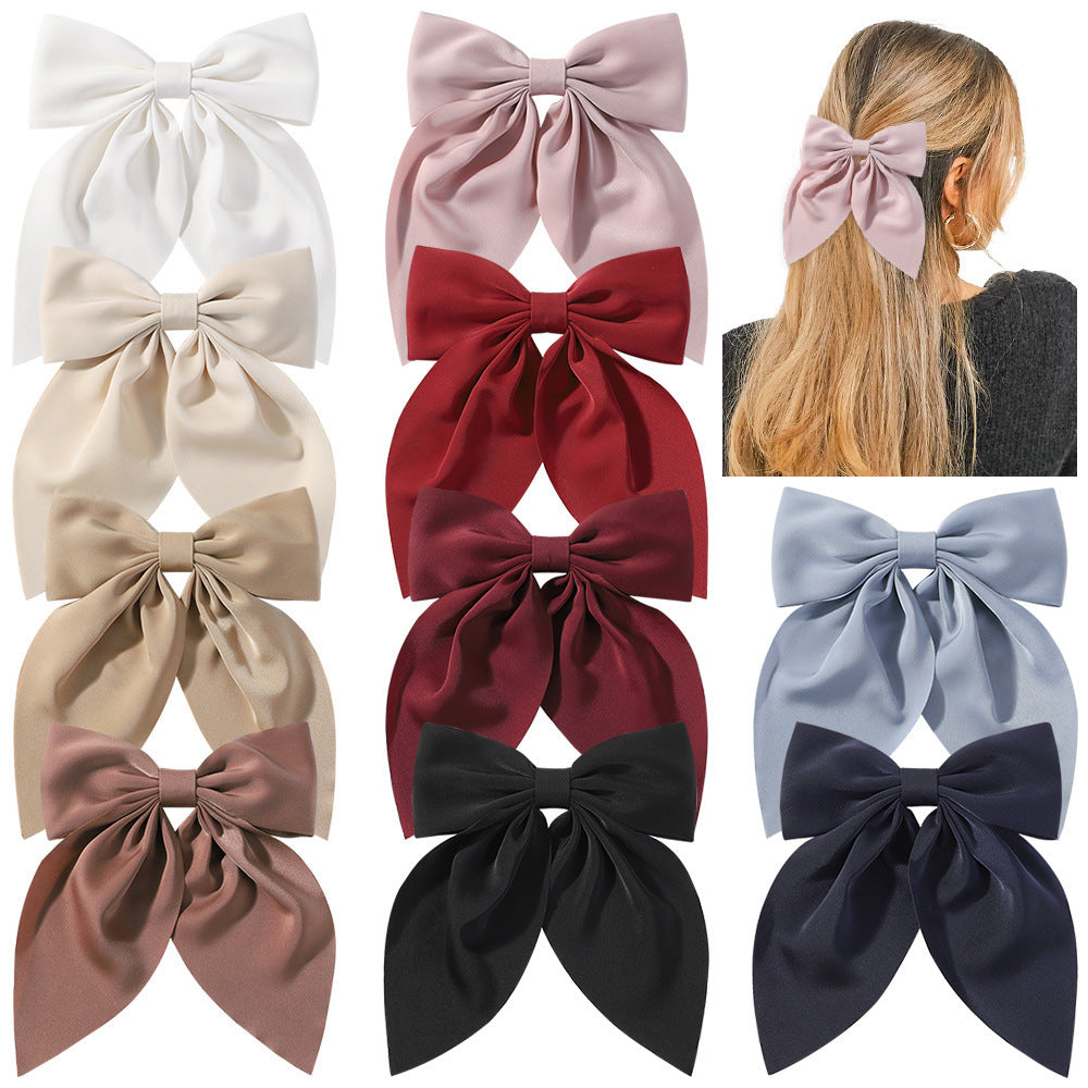 Women's Fashion Solid Color Large Bow Barrettes
