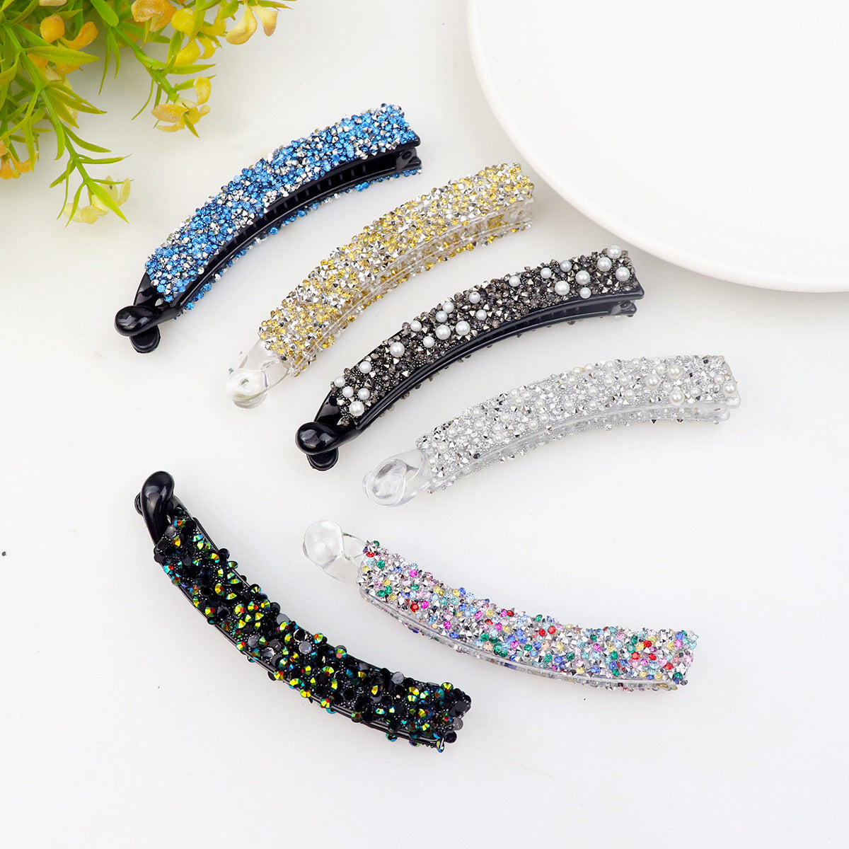 Diamond In The Debris 10cm Banana Clip Pearl Hair Bun