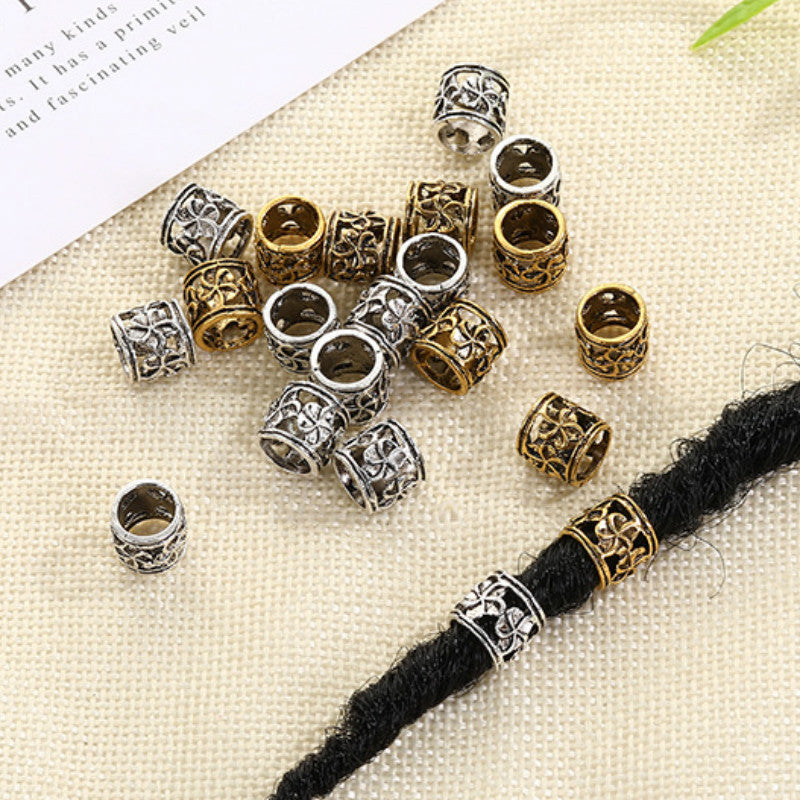 5 Pieces Of Metal Hair Ring Bead Sleeve Pipe Amulet