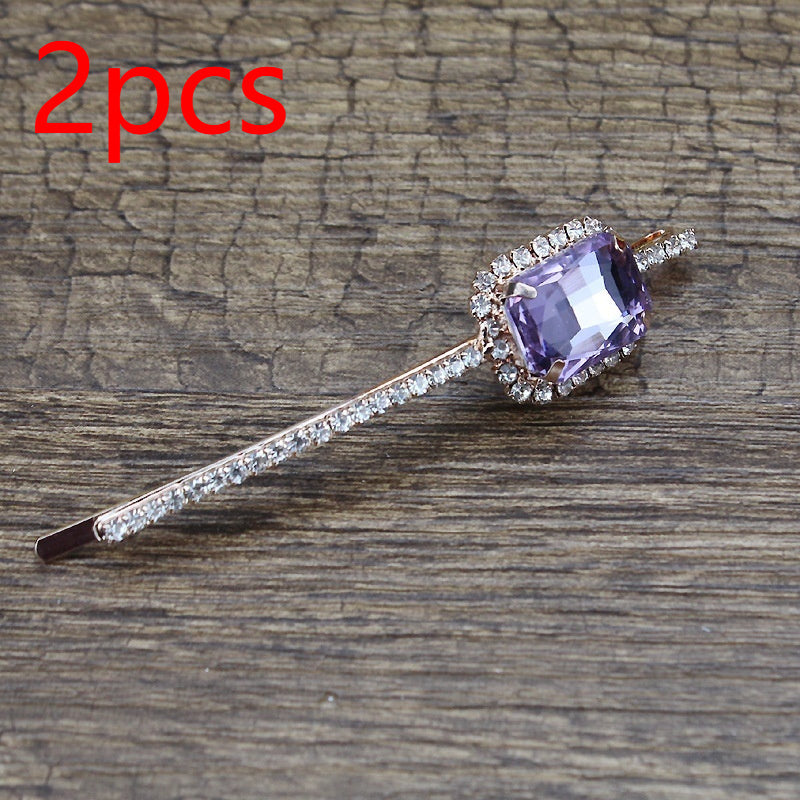 Square Rhinestone Bobby Pin Hair Clip Personality Side Clip Headdress