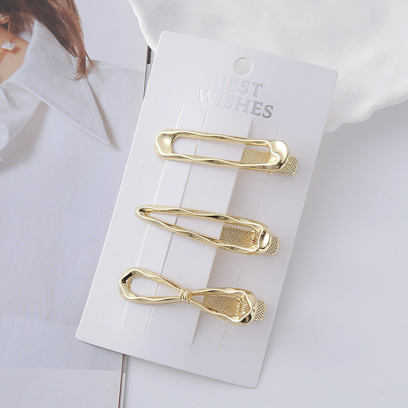Cold Wind Metal Barrettes Silver Shaped Wave