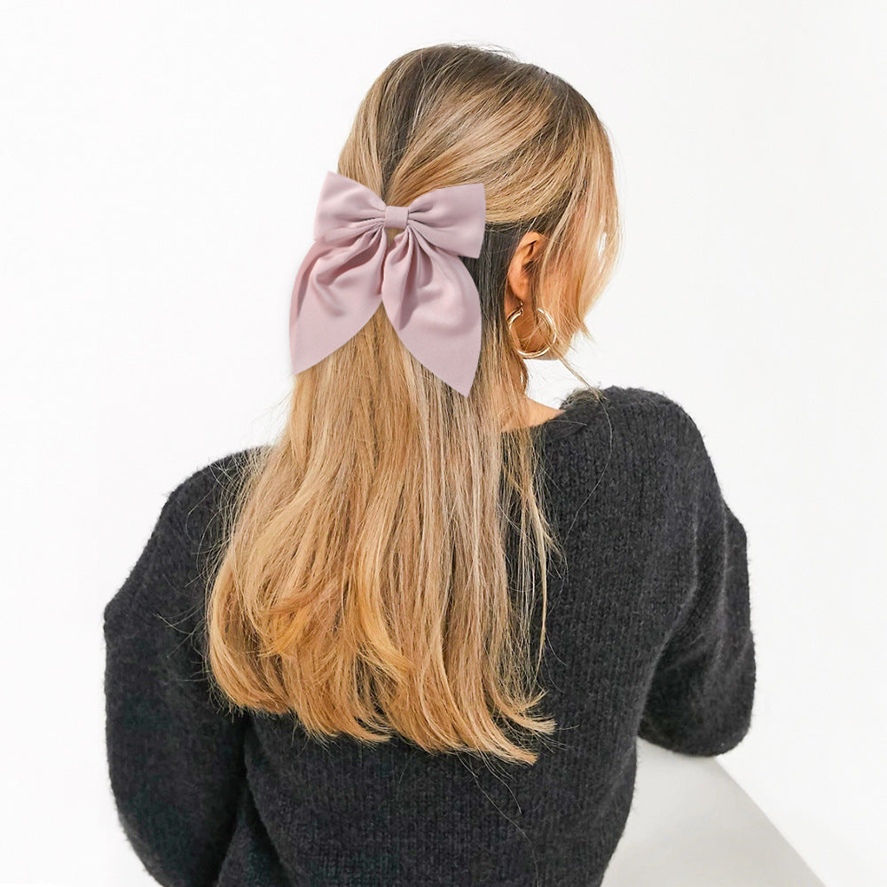 Women's Fashion Solid Color Large Bow Barrettes