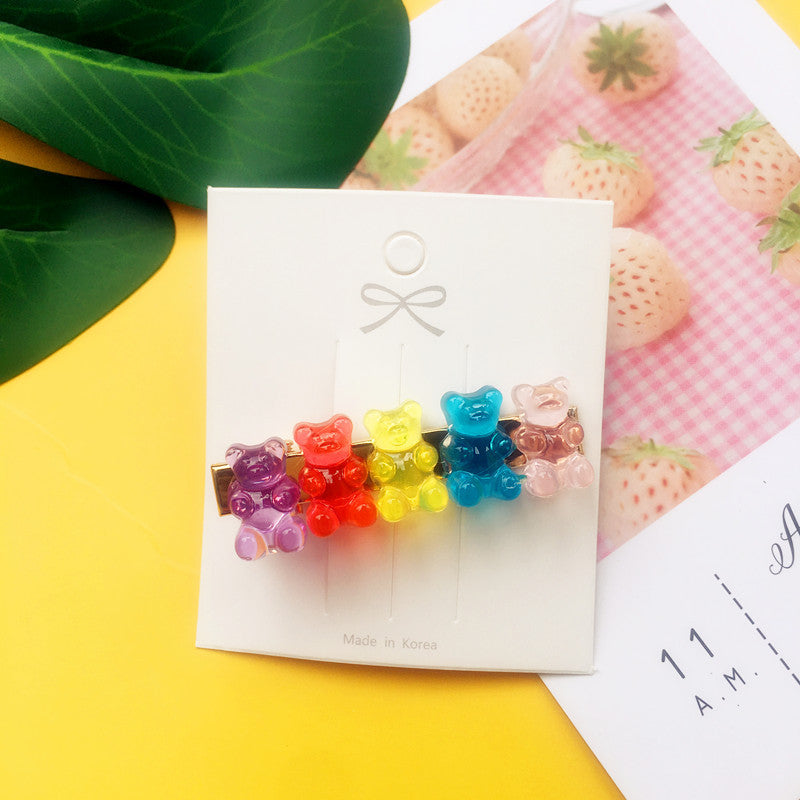 Acrylic Jelly Bear Candy Color Hair Clip