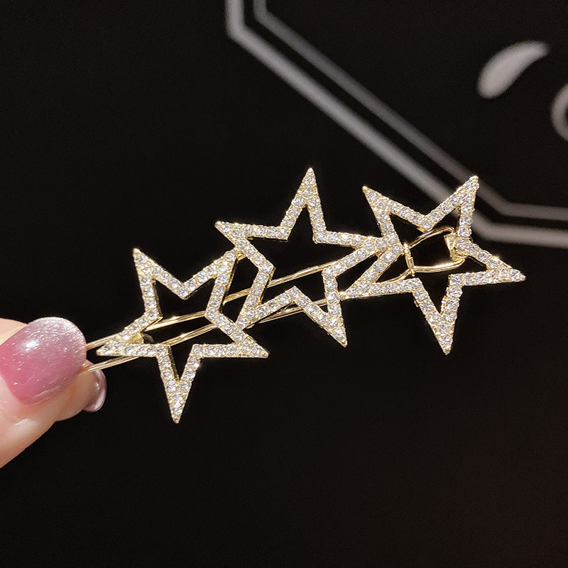 Five-pointed star rhinestone hair clip Liu Haibin clip