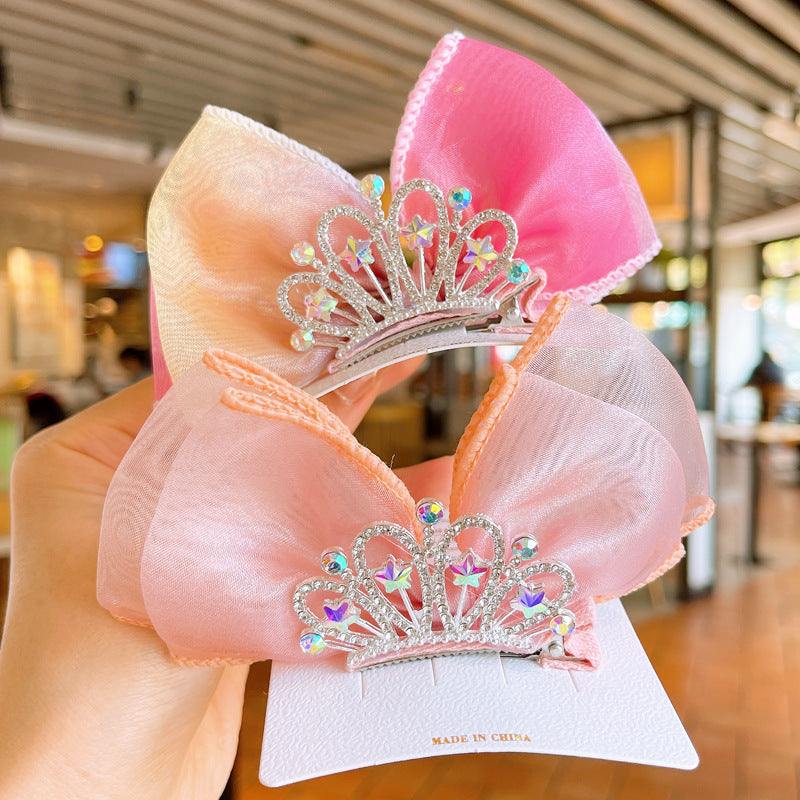 Children's Fashion Casual Lace Crown Bow Barrettes