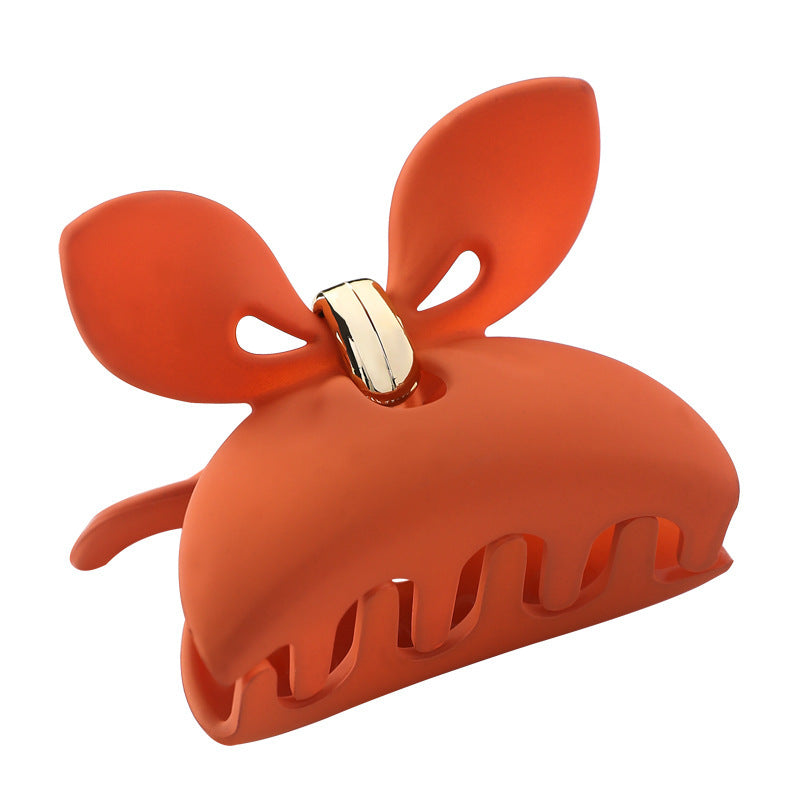 Bow resin grip clip solid color matte rabbit ears hair clip