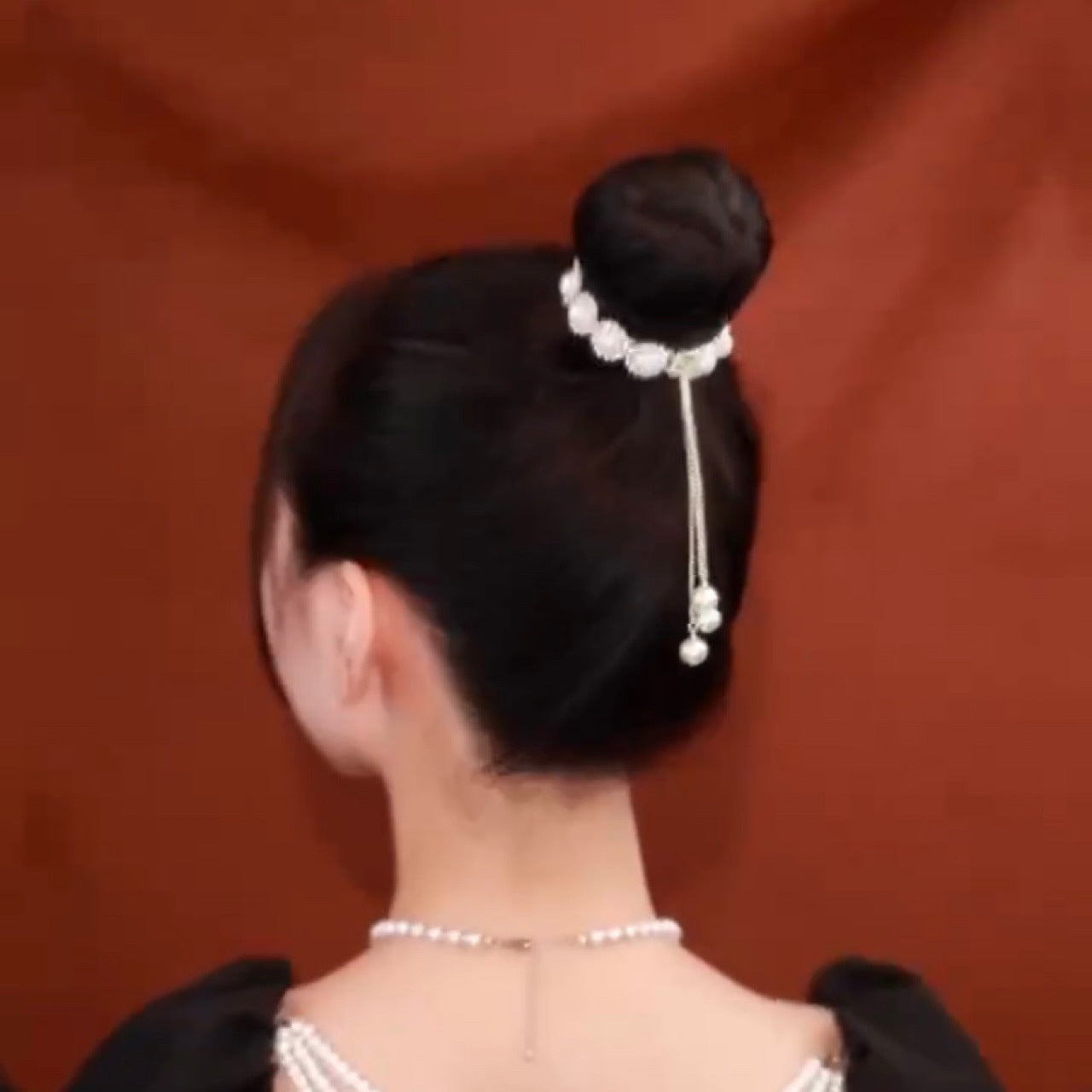 Pearl Rhinestone Fringe Woman's Head Hair Clip