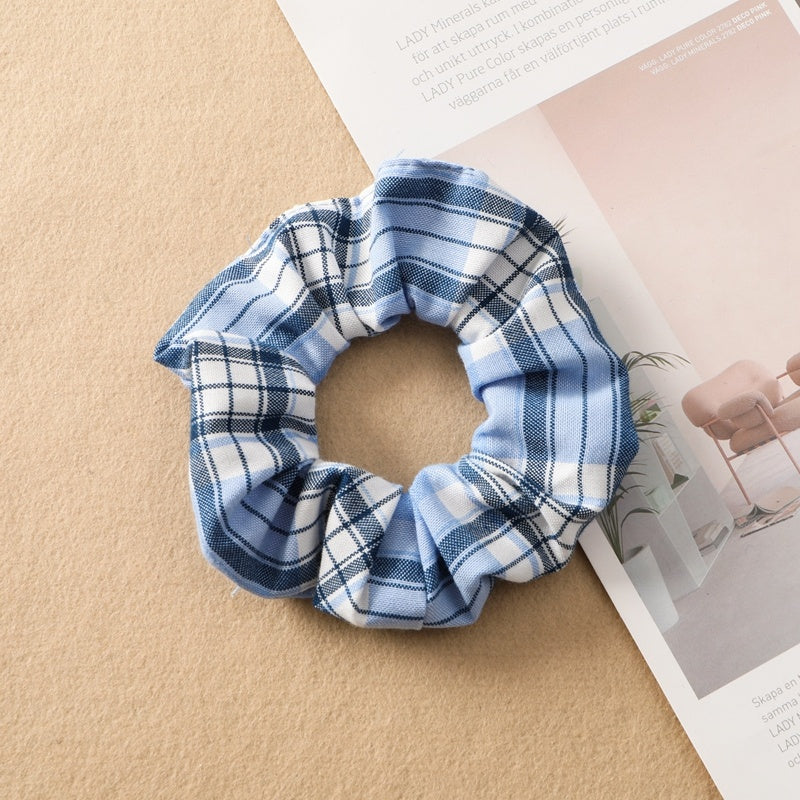 Best Plaid Print Large Intestine Ring Women's Hair Tie