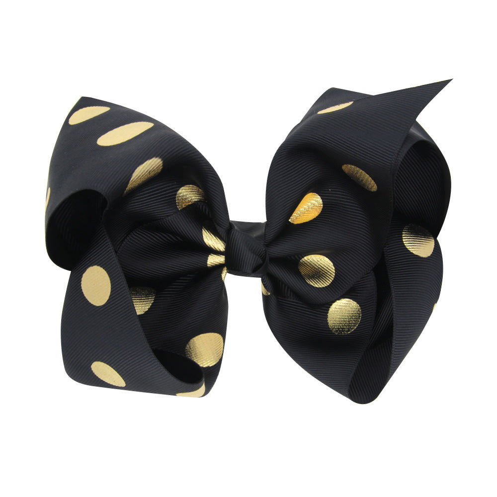 8 Inch Large Bronzing Dot Bow Hair Clip