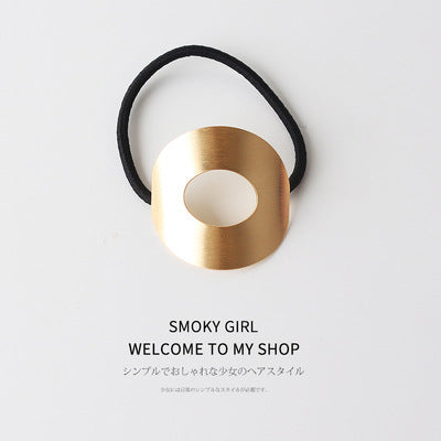 European And American Ins Cold Style Geometric Metal Brushed Hollow Hair Ring