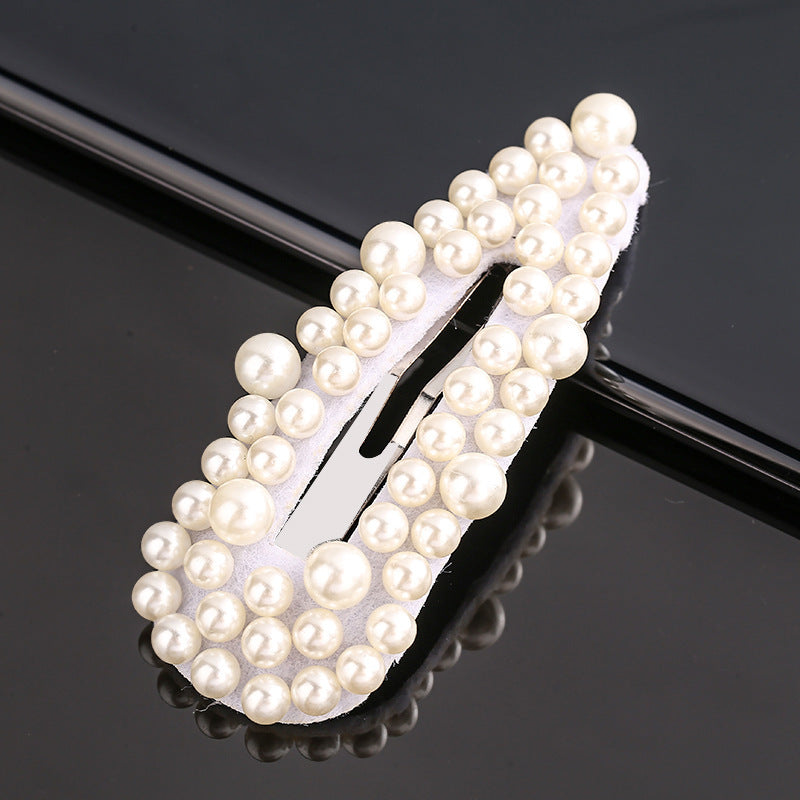 Women's Rivet Droplet Pearl Bb Versatile Hair Clip