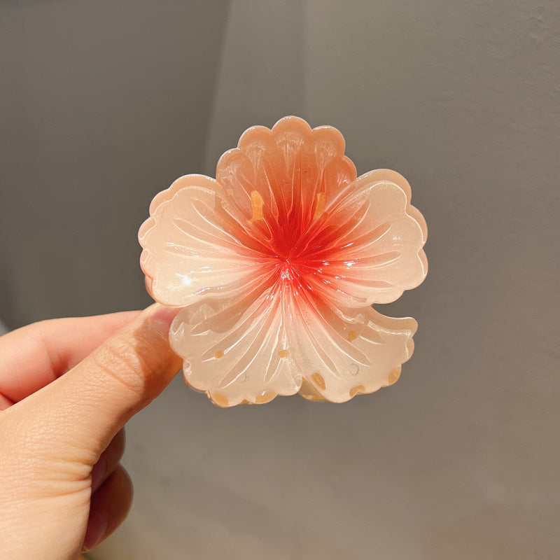 Gradient Color Curly Heart Flower Barrettes Large Headdress