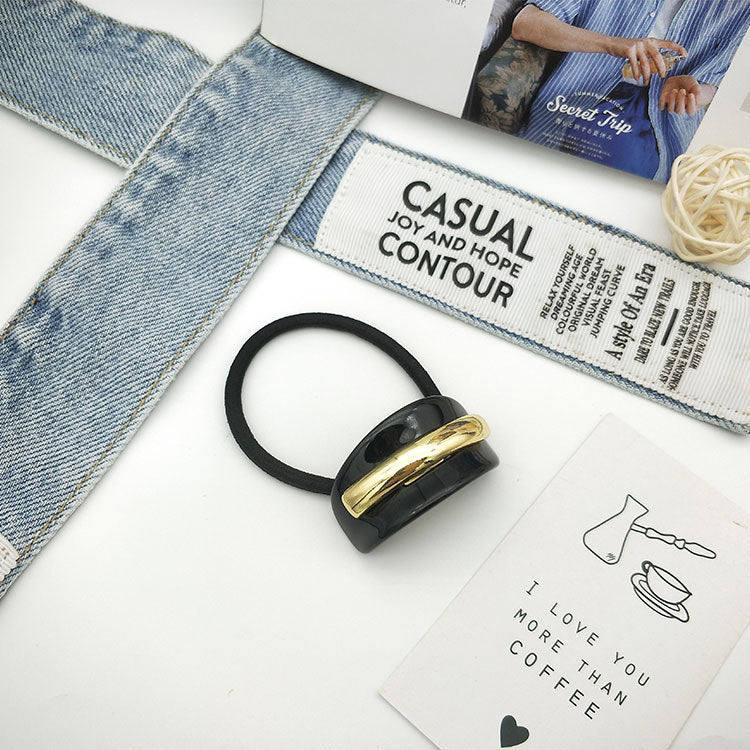 South Korea Fall And Winter Creative Niche Alloy Geometric Semi-arc Resin Hair Ring