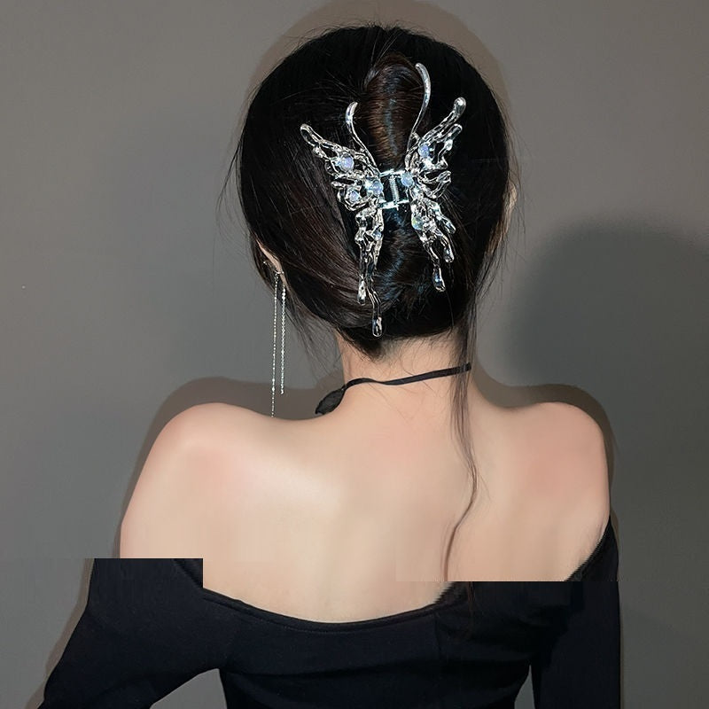 Best Exaggerated Personality Hair Accessories Metal Liquid Butterfly Grab Clip