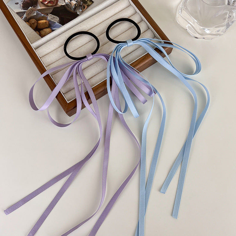 Simple Color Bow Headband Hair Band Tassel Hair Ring