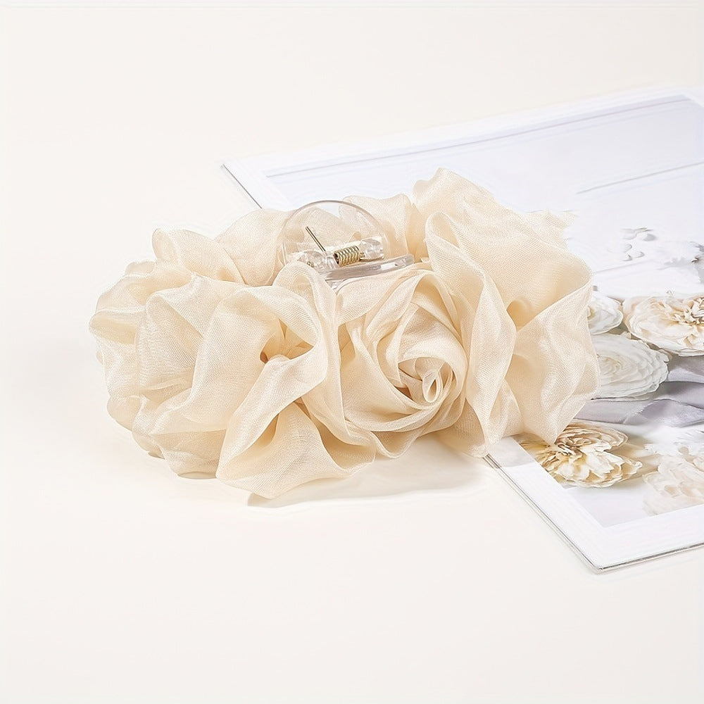 Chiffon Bow Barrettes Back Head Updo Hair Claw