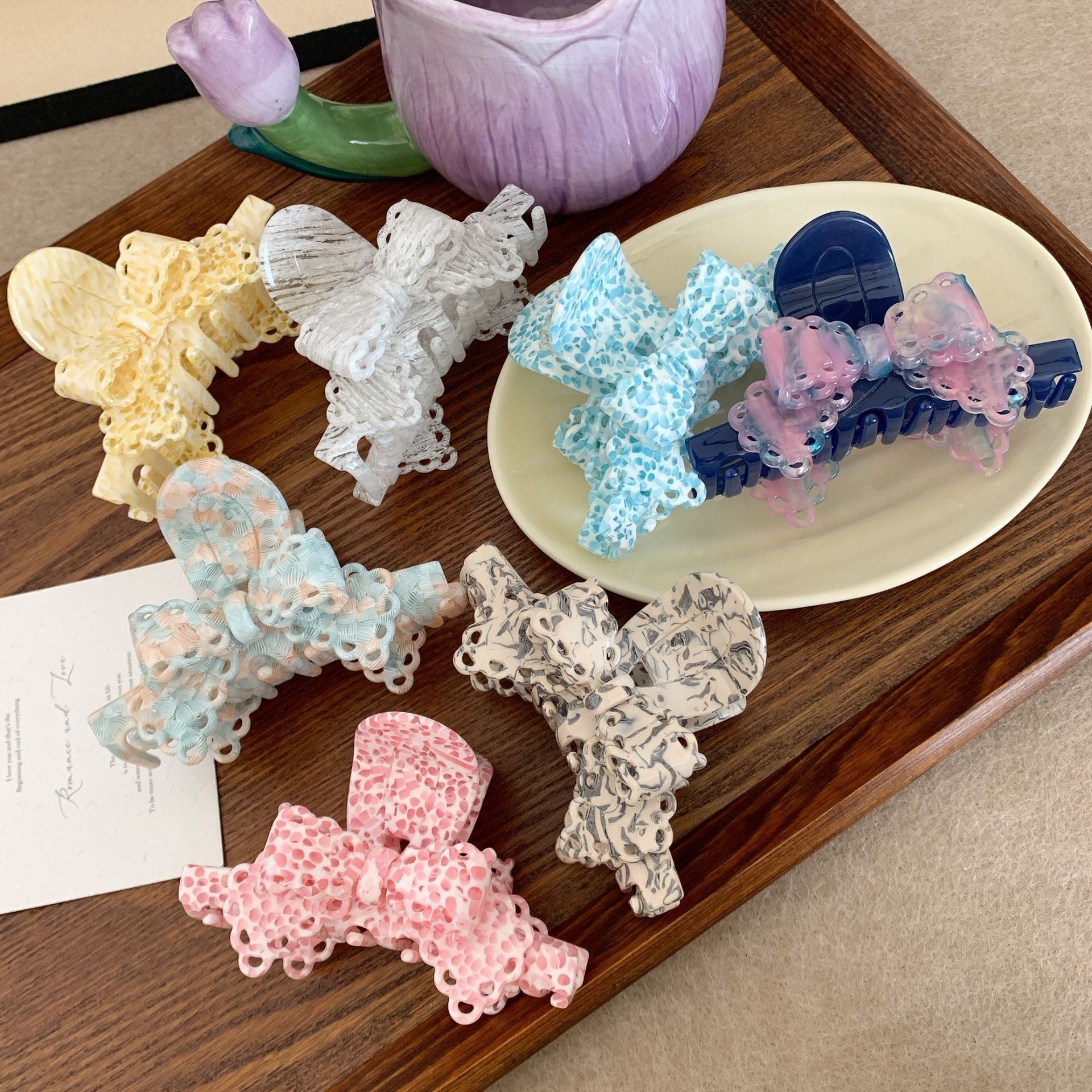 Acetic Acid Lace Bow Barrettes Sweet Temperament Girl