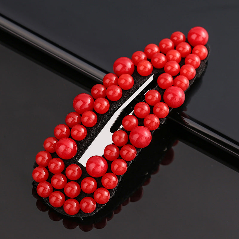 Women's Rivet Droplet Pearl Bb Versatile Hair Clip