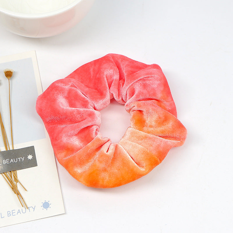Gradient gold velvet cloth hair ring