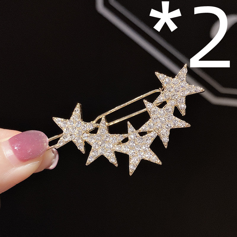 Five-pointed star rhinestone hair clip Liu Haibin clip