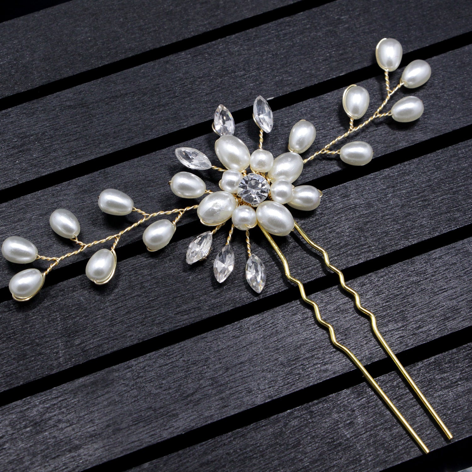 Korean bride handmade pearl crystal Clip Wedding headdress hairpin pin U