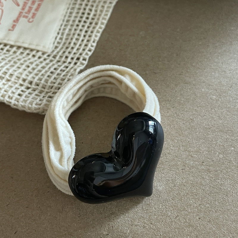 Heart Acrylic Hair Rope High Elastic Durable Hair Ring