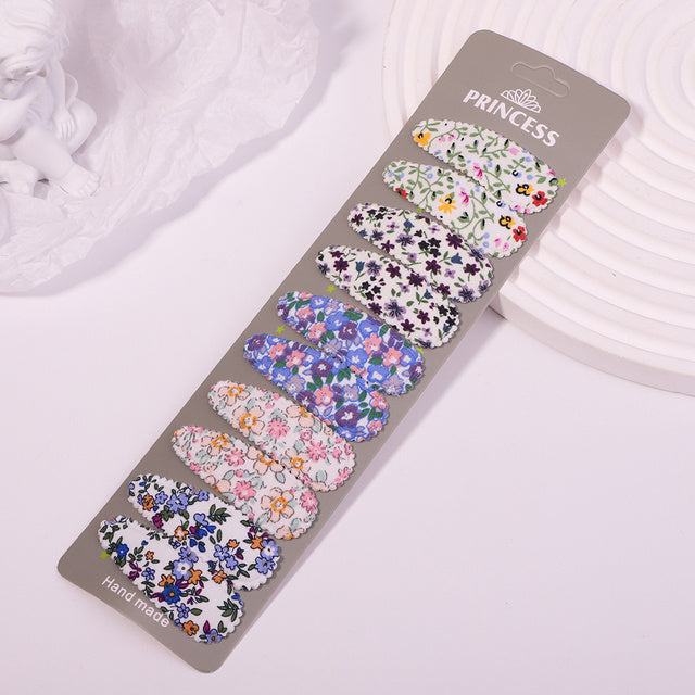 Women's Fashion Embroidered Print Teardrop Hair Clip